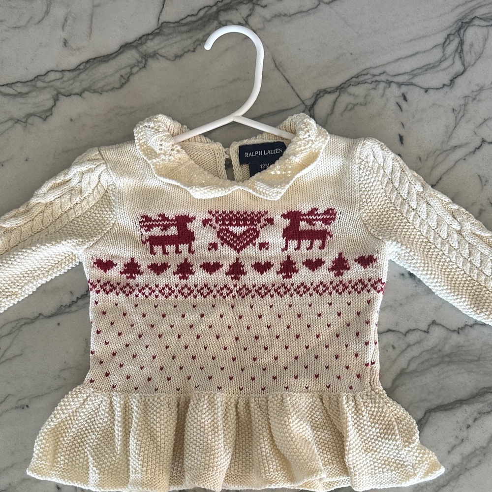 Ralph Lauren Kids Cream and Red Sweater
